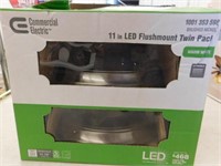 Commercial Electric 11" LED flush mount twin pack