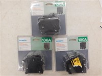 3 New Siemens 100A 2 pole circuit breakers, all