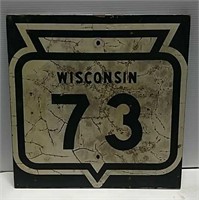 Wooden Wisconsin 73 Sign