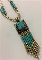 Sterling Silver & Turquoise Pendant Necklace