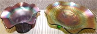 2 PC CARNIVAL GLASS