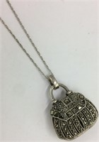 Sterling Silver And Marcasite Locket Pendant