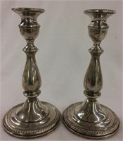 Pair Of Sterling Silver Weighted Candle Sticks