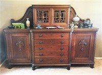 Large Antique Sideboard with Top Hutch