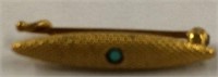 14k Gold Pin With Small Turquoise