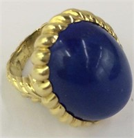 18k Gold Ring With Lapis Lazoli