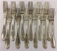 12 American Coin Silver Forks, T. Goldsmith