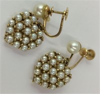Pair Of 14k Gold & Pearl Earrings