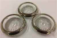 3 Sterling & Glass Coasters