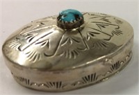 Sterling Silver And Turquoise Trinket Box