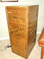 Tiger Oak, Four Drawer File Cabinet