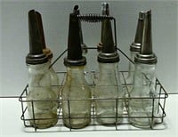 Metal Rack of 8 Oil Quart Bottles