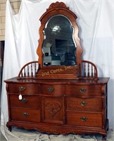 Vintage Lexington Sawed Oak Dresser & Mirror