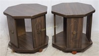 Pair Of Octagon End Tables With Faux Drawer Pulls