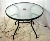 34" Round Green Metal Acrylic Patio Table