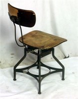 Vintage Wood & Iron Secretary Side Desk Chair