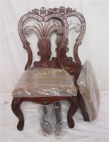 2 New Heavy Duty Carved Wood Accent Side Chairs