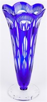 Beautiful Cobalt Blue Bohemian Crystal Vase