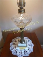 Pair of Crystal/Marble/Brass Lamps