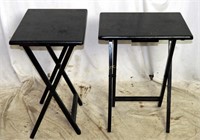 2 Solid Wood Black Folding T V Tray Tables