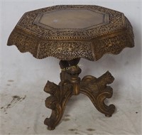 Ornate Top End Table W/ Carved Animal Figure Legs