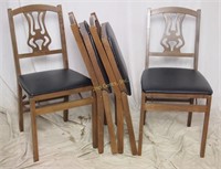 4 Pc Set Vintage Folding Music Padded Chairs