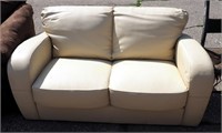 Small Cream Bonded Leather Love Seat