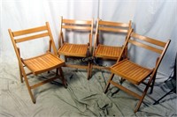 4 All Wood Slat Folding Matching Chair Set
