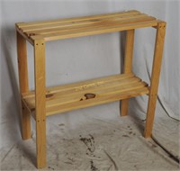 Pine Slat Wood Double Shelf Work Table
