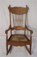 Antique Oak Spindle Back Rocking Chair Early 1900s
