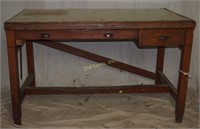 Vintage Wide 2 Drawer Wood Drafting Table