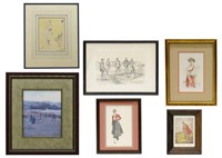 (6) FRAMED PRINTS WITH GOLF SUBJECTS