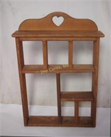 Vintage Mid Century Pine Wall Display Shelf Rack