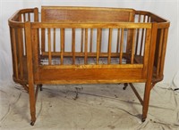 Vintage Art Deco Wood Juvenile Baby Crib
