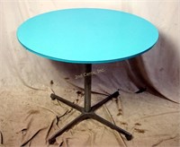 Vintage Mid Century Turquoise Dining Round Table