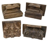 (4) ANGLO-INDIAN CARVED TEAK ARCHITECTURAL ELEMENT