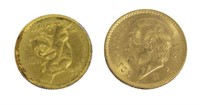 (2) GOLD COINS, MEXICO 5 PESOS, PANDA 10 YUAN