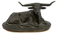 BOB COFFEE (TEXAS) BRONZE, RECLINED LONGHORN