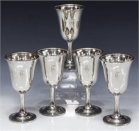 (5) WALLACE STERLING SILVER MONOGRAMMED GOBLETS