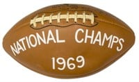TEXAS LONGHORNS SIGNED 1969 CHAMPS BALL, ROYAL
