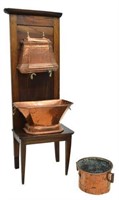 PRIMITIVE FRENCH COPPER LAVABO ON WOOD STAND