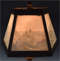 CONTINENTAL PORCELAIN SCENIC LITHOPHANE LAMP