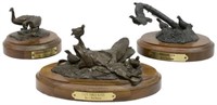 (3)CINDY BURLESON (TX) GAME BIRD BRONZE SCULPTURES