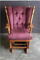 Wood Rocking Chair with Red Cushions