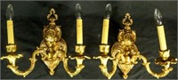 PAIR OF 22 KT LAYERED BAROQUE WALL MOUNTED SCONCES