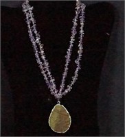 AMETHYST NECKLACE WITH GEODE DROP PENDANT