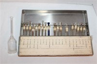 Vintage Glass Syringes in Metal Tray