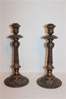 Pair of Ornate Metal Candlestick Holders