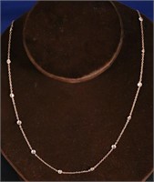 18 KT ROSE/S.S. 24 INCH SIMULATED DIAMOND NECKLACE