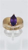 10K Gold Ring with Marquis Cut Amethyst